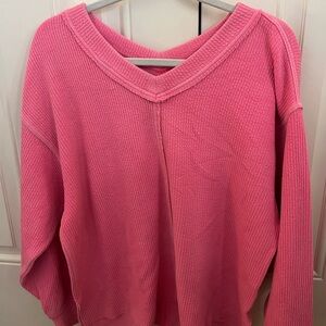 hot pink aerie v-neck oversized top